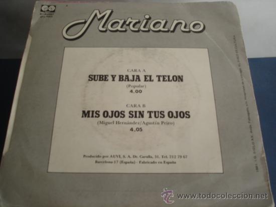 Discos de vinilo: MARIANO   SUBE Y BAJA EL TELON - Foto 2