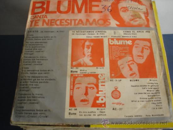 Discos de vinilo: BLUME   TE NECESITAMOS (CRISTO) - Foto 2