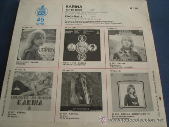 Discos de vinilo: KARINA   YO TE DIRE / ENGA&Ntilde;ADA - Foto 2