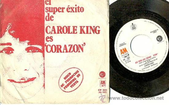 Discos de vinilo: CAROLE KING - CORAZON - SINGLE ESPA&Ntilde;OL DE VINILO - Foto 1