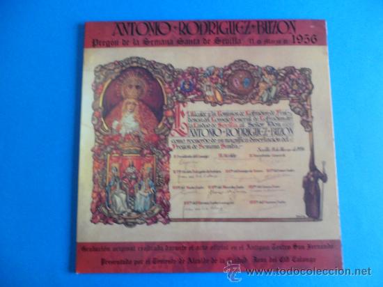 Discos de vinilo: Antonio Rodriguez Buz&oacute;n - Preg&oacute;n de la Semana Santa de Sevilla, 11 de Marzo de 1956