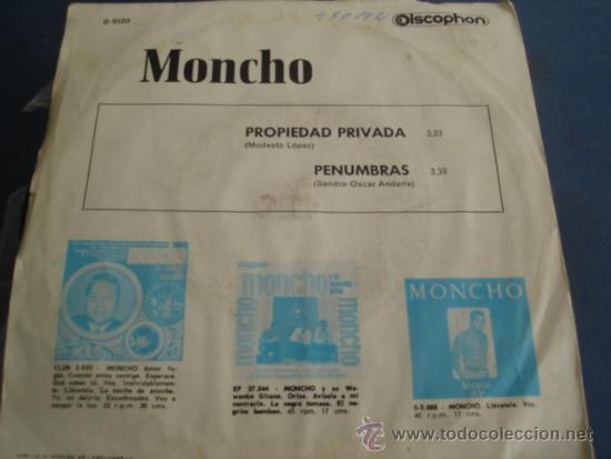 Discos de vinilo: MONCHO   EL GITANO DEL BOLERO  PROPIEDAD PRIVADA - Foto 2