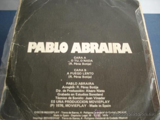 Discos de vinilo: PABLO ABRAIRA   O TU, O NADA - Foto 2