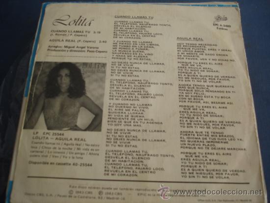 Discos de vinilo: LOLITA   CUANDO LLAMAS TU - Foto 2