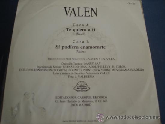 Discos de vinilo: VALEN   TE QUIERO A TI - Foto 2