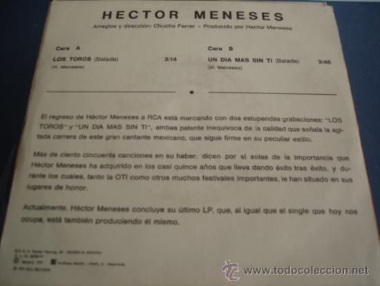 Discos de vinilo: HECTOR MENESES   LOS TOROS  PROMO - Foto 2