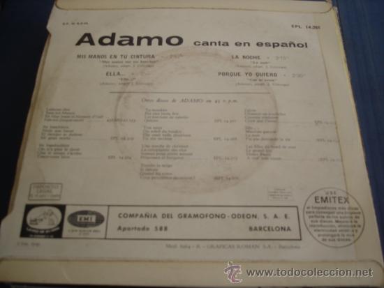 Discos de vinilo: ADAMO   MIS MANOS EN TU CINTURA  EP - Foto 2