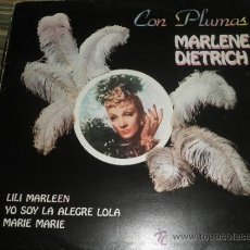 Discos de vinilo: MARLENE DIETRICH - CON PLUMAS LP - EDICION ESPAÑOLA EMI/ODEON 1982 - STEREO -. Lote 37752350