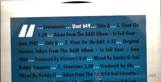 Discos de vinilo: MAXI STETSASONIC : FLOAT ON ( FEATURING THE FORCE M.D.&acute;S ) - Foto 2