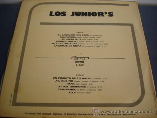 Discos de vinilo: LOS JUNIOR&acute;S - Foto 2