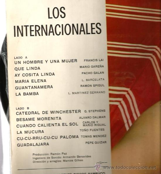 Discos de vinilo: LP LOS INTERNACIONALES : INTERPRETAN GRANDES EXITOS ( PUBLICADO POR DISCOS BAMBUCO ) - Foto 2