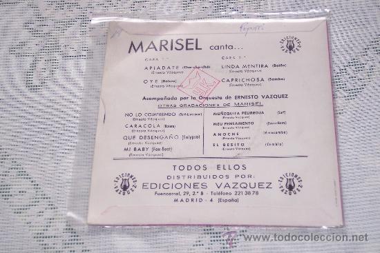 Discos de vinilo: MARISEL 7&acute;EP APIADATE + 3 TEMAS (1975) sello LUYTON *DISCO PROMOCIONAL-EXCEL.ESTADO - Foto 2