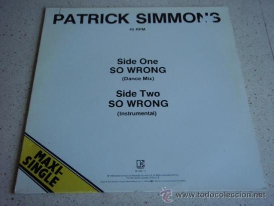 Discos de vinilo: PATRICK SIMMONS  ( SO WRONG   2 VERSIONES )  USA  1983-ITALY   MAXI45  ELEKTRA - Foto 1