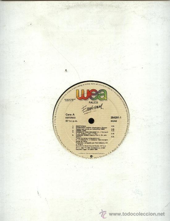 Discos de vinilo: Falco - Emotional - Foto 1