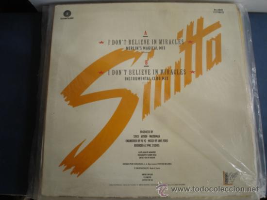 Discos de vinilo: SINITTA   I DON&acute;T BELIEVE IN MIRACLES - Foto 2