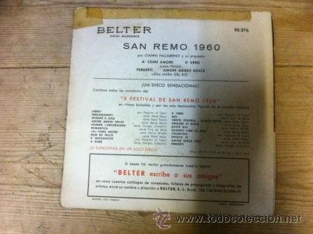 Discos de vinilo: SAN REMO 1960 - Foto 2