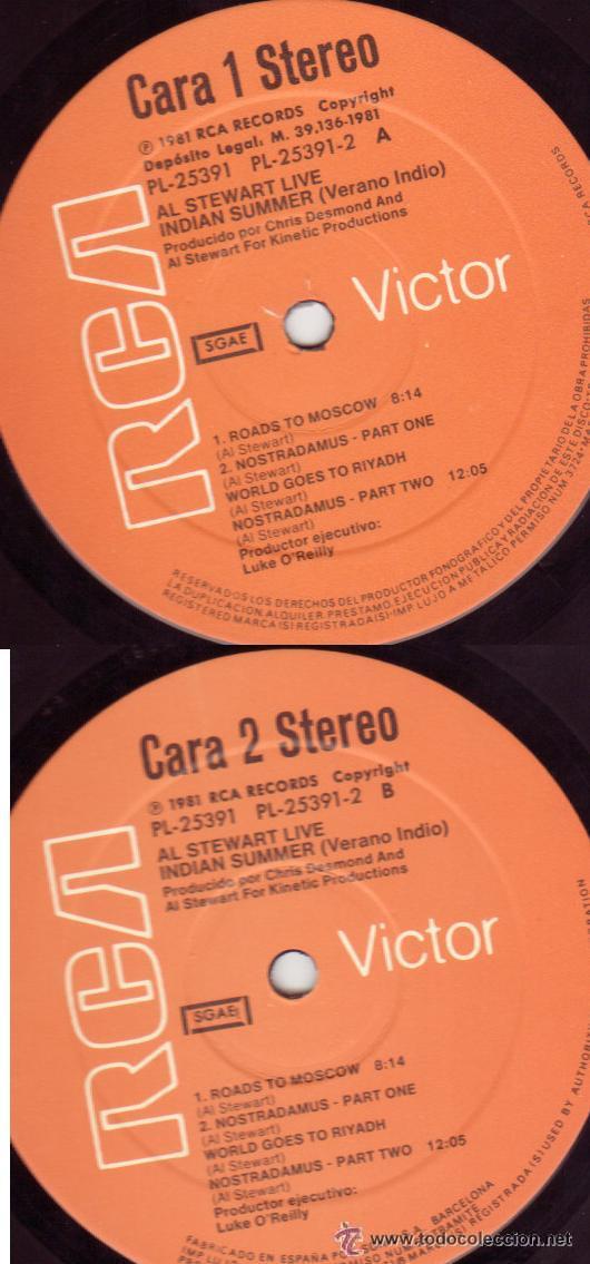 Discos de vinilo: LP - AL STEWART - LIVE - INDIAN SUMMER - DISCO 2 - Foto 1