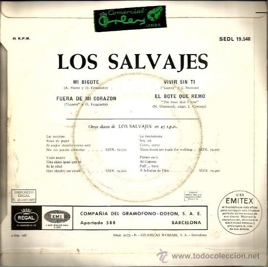 Discos de vinilo: EP LOS SALVAJES : ,MI BIGOTE - Foto 2