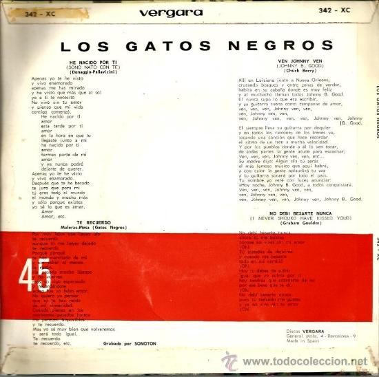 Discos de vinilo: EP LOS GATOS NEGROS : HE NACIDO POR TI - Foto 2 - 38298340
