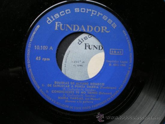 Vinyl records: FUNDADOR BULERIAS DE ALVARO DOMECO /EP 1966