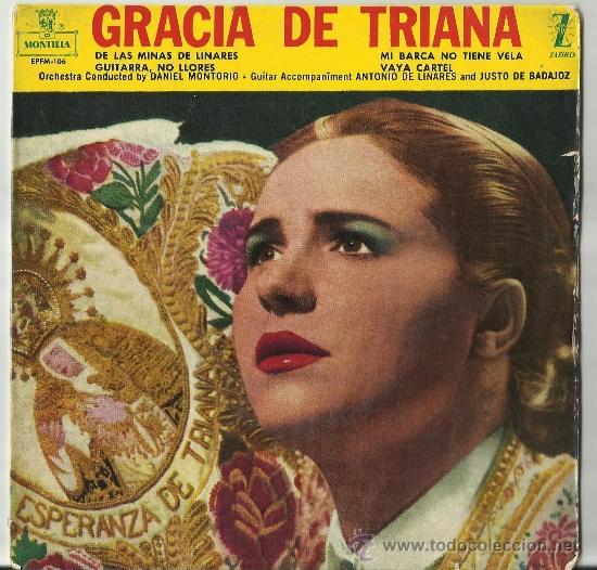 Vinyl records: gracia de triana ep.solo carpeta.de las minas de linares.espa&ntilde;a 1959.solo carpeta