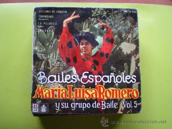 Vinyl records: BAILES ESPA&Ntilde;OLES. MAR&Iacute;A LUISA ROMERO Y SU GRUPO DE BAILE. VOL.5. HISPAVOX,1962. 45 RPM.