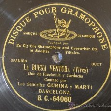 Discos de vinilo: DISCO PIZARRA GRAMOFONO GRAMOPHONE HANOVER TRADE MARK LA BUENA VENTURA DIAMETRO 25