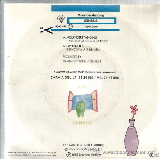 Discos de vinilo: SINGLE GENESIS : MISUNDERSTANDING ( MALENTENDIDO ) - Foto 2