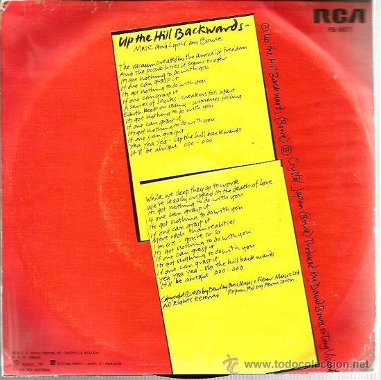 Discos de vinilo: SINGLE DAVID BOWIE : UP THE HILL  BACKSARS - Foto 2