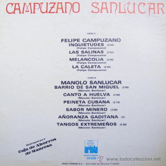 Discos de vinilo: LP - CAMPUZANO SANLUCAR - Foto 2