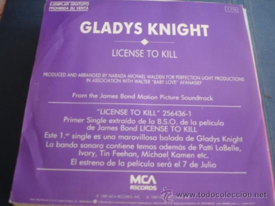 Discos de vinilo: GLADYS KNIGHT  LICENSE TO KILL  PROMO SINGLE - Foto 2