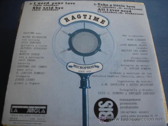 Discos de vinilo: RAGTIME I NEED YOUR LOVE - Foto 2