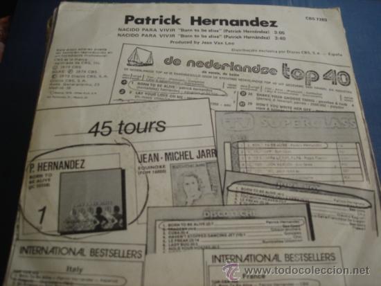 Discos de vinilo: PATRICK HERNANDEZ  BORN TO BE ALIVE - Foto 2