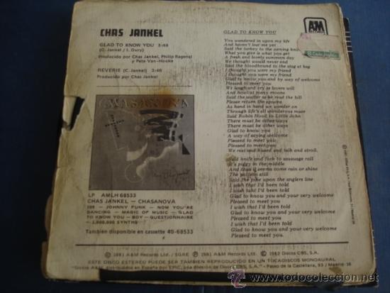Discos de vinilo: CHAS JANKEL  GLAD TO KNOW YOU - Foto 2