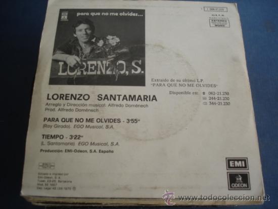 Discos de vinilo: LORENZO SANTAMARIA  TE DARE MI VIDA - Foto 2