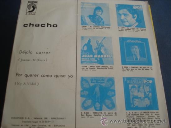 Discos de vinilo: CHACHO  DEJALO CORRER - Foto 2