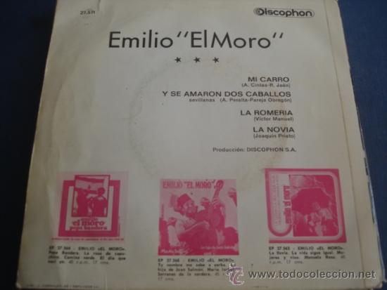 Discos de vinilo: EMILIO EL MORO  MI CARRO Ep - Foto 2
