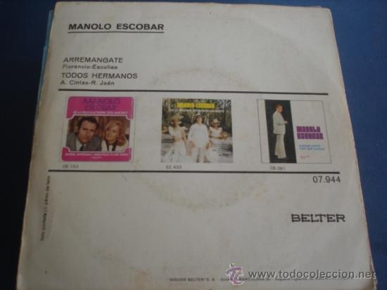 Discos de vinilo: MANOLO ESCOBAR   ARREMANGATE / TODOS HERMANOS - Foto 2