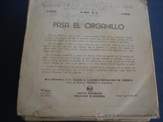 Discos de vinilo: PASA EL ORGANILLO  Ep - Foto 2