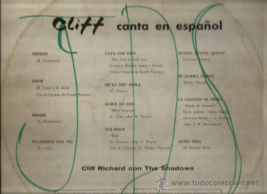 Discos de vinilo: LP CLIFF RICHARD & THE SHADOWS : CLIFF EN ESPA&Ntilde;A - Foto 2