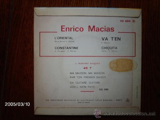Discos de vinilo: enrico macias  -  l&acute;oriental  +  3 - Foto 2