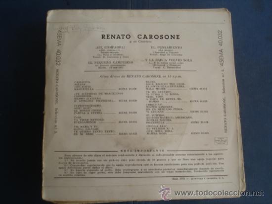 Discos de vinilo: RENATO CAROSONE  Y SU CUARTETO EH, COMPADRE Ep - Foto 2