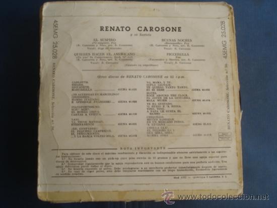 Discos de vinilo: RENATO CAROSONE  Y SU CUARTETO  BLUES  Ep - Foto 2