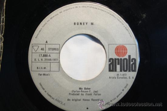 Discos de vinilo: Single - Boney M - Ma Baker - Editado Ariola - 1977 - Espa&ntilde;a - Foto 3