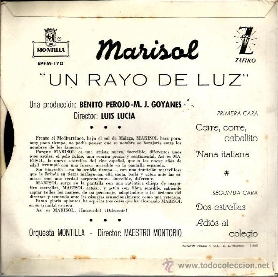 Discos de vinilo: EP MARISOL : CORRE CORRE CABALLITO + 3 - Foto 2