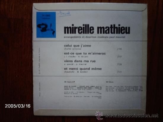Discos de vinilo: mireille mathieu  -  celui que j&acute;aime  +  3 - Foto 2