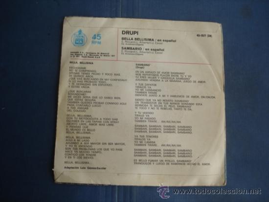 Discos de vinilo: DRUPI  BELLA BELLISIMA  / SAMBARIO - Foto 2
