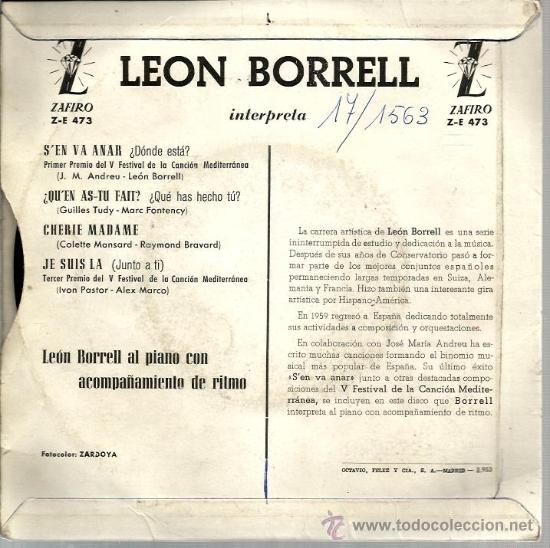 Discos de vinilo: EP LEON BORRELL : S&acute;EN VA ANAR + 3 - Foto 2