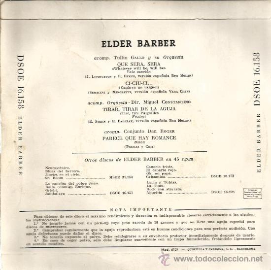 Discos de vinilo: EP ELDER BARBER : QUE SERA, SERA - Foto 2