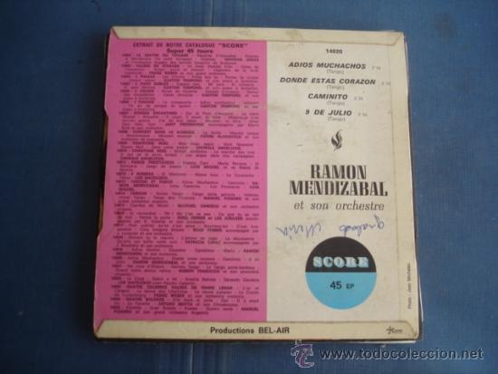 Discos de vinilo: RAMON MENDIZABAL  ADIOS MUCHACOS  EP 4 TRACKS - Foto 2